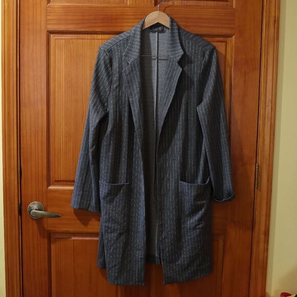 ASTR Gray Long Line Open Front Slouchy Blazer Jacket Large - Picture 2 of 14